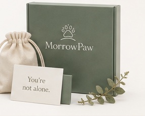 MorrowPaw memorial gift kit with keepsake pouch and card